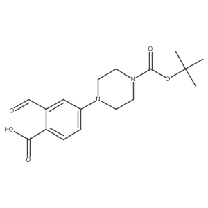 1-Piperazinecarboxylic acid,4-(4-carboxy-3-formylphenyl)-,1-(1,1-dimethylethyl) ester Structure