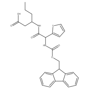 (3R)-3-[2-({[(9H-fluoren-9-yl)methoxy]carbonyl}amino)-2-(thiophen-2-yl)acetamido]hexanoic acid结构式