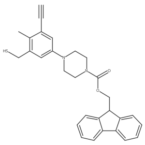 (9H-fluoren-9-yl)methyl 4-[3-ethynyl-4-methyl-5-(sulfanylmethyl)phenyl]piperazine-1-carboxylate结构式