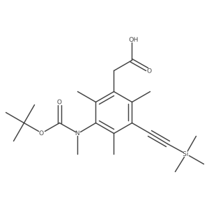 2-(3-{[(Tert-butoxy)carbonyl](methyl)amino}-2,4,6-trimethyl-5-[2-(trimethylsilyl)ethynyl]phenyl)acetic acid结构式