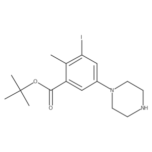 Tert-butyl 3-iodo-2-methyl-5-(piperazin-1-yl)benzoate结构式