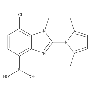 Cc1ccc(C)n1-c1nc2c(B(O)O)ccc(Cl)c2n1C结构式