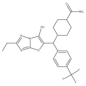 1-((2-Ethyl-6-hydroxythiazolo[3,2-b][1,2,4]triazol-5-yl)(4-(trifluoromethyl)phenyl)methyl)piperidine-4-carboxamide结构式