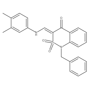 (E)-1-benzyl-3-(((3,4-dimethylphenyl)amino)methylene)-1H-benzo[c][1,2]thiazin-4(3H)-one 2,2-dioxide Structure