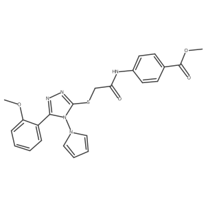 methyl 4-[({[5-(2-methoxyphenyl)-4-(1H-pyrrol-1-yl)-4H-1,2,4-triazol-3-yl]sulfanyl}acetyl)amino]benzoate结构式
