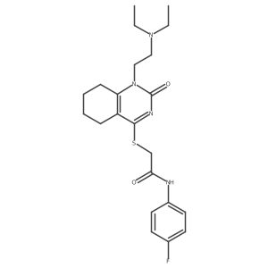 2-((1-(2-(diethylamino)ethyl)-2-oxo-1,2,5,6,7,8-hexahydroquinazolin-4-yl)thio)-N-(4-fluorophenyl)acetamide结构式