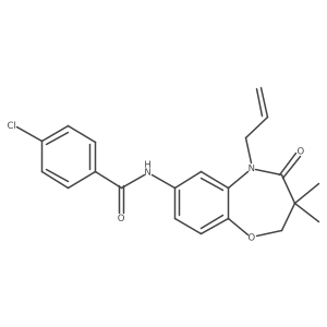 N-(5-allyl-3,3-dimethyl-4-oxo-2,3,4,5-tetrahydrobenzo[b][1,4]oxazepin-7-yl)-4-chlorobenzamide结构式