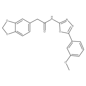 2-(benzo[d][1,3]dioxol-5-yl)-N-(5-(3-methoxyphenyl)-1,3,4-oxadiazol-2-yl)acetamide结构式