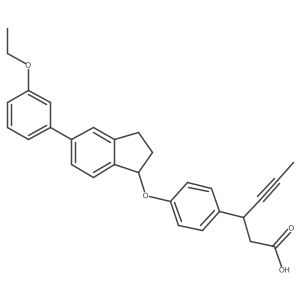 (3R)-3-(4-((5-(3-Ethoxyphenyl)-2,3-dihydro-1H-inden-1-yl)oxy)phenyl)hex-4-ynoic acid结构式