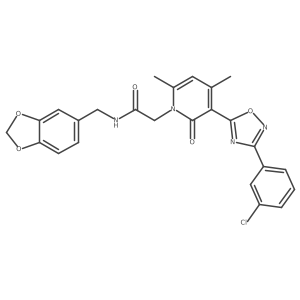 N-[(2H-1,3-benzodioxol-5-yl)methyl]-2-{3-[3-(3-chlorophenyl)-1,2,4-oxadiazol-5-yl]-4,6-dimethyl-2-oxo-1,2-dihydropyridin-1-yl}acetamide结构式