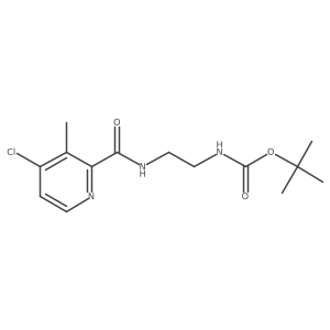 t-Butyl [2-(4-chloro-3-methylpyridine-2-carboxamido)ethyl]carbamate结构式