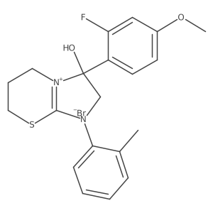3-(2-fluoro-4-methoxyphenyl)-3-hydroxy-1-(o-tolyl)-3,5,6,7-tetrahydro-2H-imidazo[2,1-b][1,3]thiazin-1-ium bromide Structure