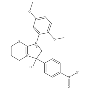 1-(2,5-dimethoxyphenyl)-3-hydroxy-3-(4-nitrophenyl)-3,5,6,7-tetrahydro-2H-imidazo[2,1-b][1,3]thiazin-1-ium bromide结构式