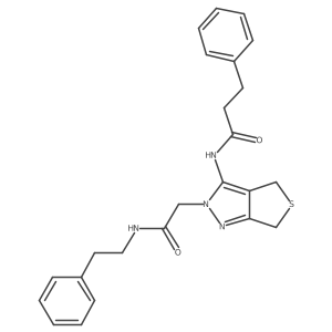 N-(2-(2-oxo-2-(phenethylamino)ethyl)-4,6-dihydro-2H-thieno[3,4-c]pyrazol-3-yl)-3-phenylpropanamide结构式