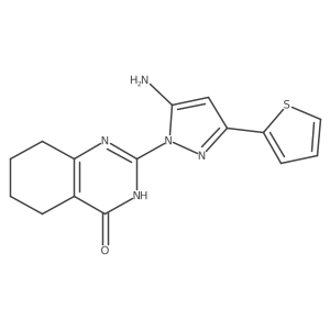 2-[5-Amino-3-(thiophen-2-yl)-1H-pyrazol-1-yl]-3,4,5,6,7,8-hexahydroquinazolin-4-one结构式