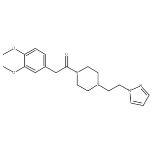 1-(4-(2-(1H-pyrazol-1-yl)ethyl)piperazin-1-yl)-2-(3,4-dimethoxyphenyl)ethanone结构式