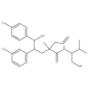 (S)-2-((2R,3R)-2-(3-Chlorophenyl)-3-(4-chlorophenyl)-3-hydroxypropyl)-N-((S)-1-hydroxy-3-methylbutan-2-yl)-2-methylpent-4-enamide Structure