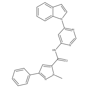 N-(6-(1H-indol-1-yl)pyrimidin-4-yl)-1-methyl-3-phenyl-1H-pyrazole-5-carboxamide Structure