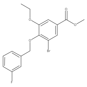 Methyl 3-bromo-5-ethoxy-4-((3-fluorobenzyl)oxy)benzoate Structure