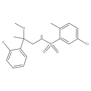 5-chloro-N-(2-(2-fluorophenyl)-2-methoxypropyl)-2-methylbenzenesulfonamide结构式