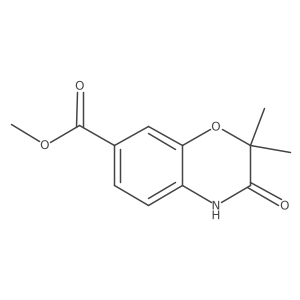 2,2-dimethyl-7-methoxycarbonyl-3-oxo-3,4-dihydro-2H-1,4-benzoxazine结构式