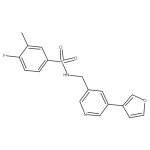4-fluoro-N-((5-(furan-3-yl)pyridin-3-yl)methyl)-3-methylbenzenesulfonamide结构式