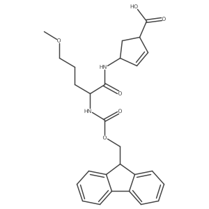 4-[2-({[(9H-fluoren-9-yl)methoxy]carbonyl}amino)-5-methoxypentanamido]cyclopent-2-ene-1-carboxylic acid Structure