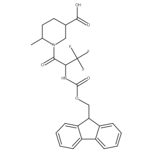 1-[2-({[(9H-fluoren-9-yl)methoxy]carbonyl}amino)-3,3,3-trifluoropropanoyl]-6-methylpiperidine-3-carboxylic acid结构式
