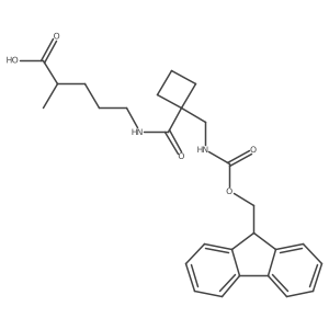 5-({1-[({[(9H-fluoren-9-yl)methoxy]carbonyl}amino)methyl]cyclobutyl}formamido)-2-methylpentanoic acid结构式