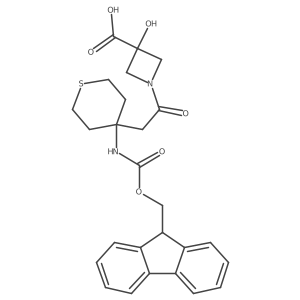 1-{2-[4-({[(9H-fluoren-9-yl)methoxy]carbonyl}amino)thian-4-yl]acetyl}-3-hydroxyazetidine-3-carboxylic acid结构式