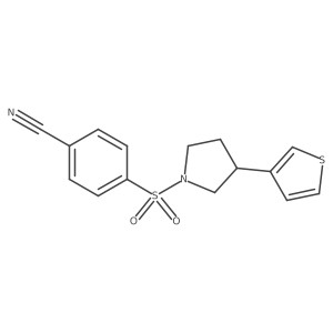 4-((3-(Thiophen-3-yl)pyrrolidin-1-yl)sulfonyl)benzonitrile结构式