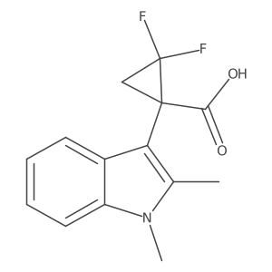 1-(1,2-dimethyl-1H-indol-3-yl)-2,2-difluorocyclopropane-1-carboxylic acid结构式