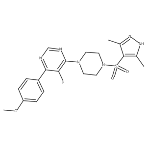 4-{4-[(3,5-dimethyl-1H-pyrazol-4-yl)sulfonyl]piperazin-1-yl}-5-fluoro-6-(4-methoxyphenyl)pyrimidine Structure