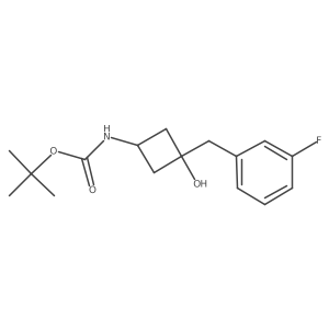 tert-butyl N-[(1r,3s)-3-[(3-fluorophenyl)methyl]-3-hydroxycyclobutyl]carbamate结构式