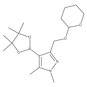 1,5-Dimethyl-3-(((tetrahydro-2H-pyran-2-yl)oxy)methyl)-4-(4,4,5,5-tetramethyl-1,3,2-dioxaborolan-2-yl)-1H-pyrazole Structure
