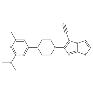 6-{4-[2-(Dimethylamino)-6-methylpyrimidin-4-yl]piperazin-1-yl}imidazo[2,1-b][1,3]thiazole-5-carbonitrile结构式