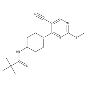 N-{1-[5-cyano-2-(methylsulfanyl)pyrimidin-4-yl]piperidin-4-yl}-2,2-dimethylpropanamide结构式
