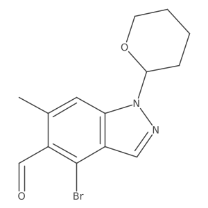 4-Bromo-6-methyl-1-(tetrahydro-2H-pyran-2-yl)-1H-indazole-5-carboxaldehyde结构式