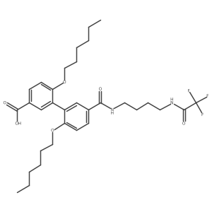 2',6-Bis(hexyloxy)-5'-((4-(2,2,2-trifluoroacetamido)butyl)carbamoyl)-[1,1'-biphenyl]-3-carboxylic acid结构式