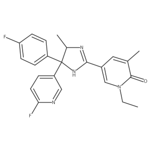 1-Ethyl-5-[(4S,5S)-4-(4-fluorophenyl)-4-(6-fluoropyridin-3-yl)-5-methyl-4,5-dihydro-1H-imidazol-2-yl]-3-methylpyridin-2(1H)-one结构式