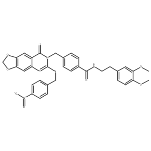 N-(3,4-dimethoxyphenethyl)-4-((6-((4-nitrobenzyl)thio)-8-oxo-[1,3]dioxolo[4,5-g]quinazolin-7(8H)-yl)methyl)benzamide Structure