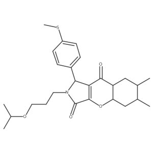 6,7-dimethyl-1-(4-methylsulfanylphenyl)-2-(3-propan-2-yloxypropyl)-4a,5,6,7,8,8a-hexahydro-1H-chromeno[2,3-c]pyrrole-3,9-dione Structure