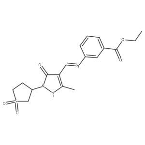 ethyl 3-({(E)-[1-(1,1-dioxidotetrahydrothiophen-3-yl)-3-methyl-5-oxo-1,5-dihydro-4H-pyrazol-4-ylidene]methyl}amino)benzoate结构式