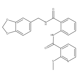 N-(2-{[(1,3-dioxaindan-5-yl)methyl]carbamoyl}phenyl)-2-(methylsulfanyl)pyridine-3-carboxamide结构式