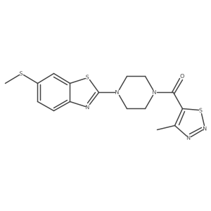 (4-Methyl-1,2,3-thiadiazol-5-yl)(4-(6-(methylthio)benzo[d]thiazol-2-yl)piperazin-1-yl)methanone结构式