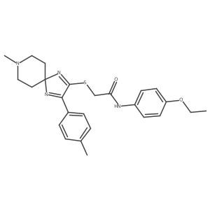 N-(4-ethoxyphenyl)-2-((8-methyl-3-(p-tolyl)-1,4,8-triazaspiro[4.5]deca-1,3-dien-2-yl)thio)acetamide结构式