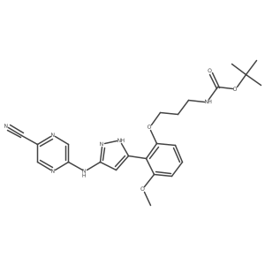 Carbamic acid, N-[3-[2-[3-[(5-cyano-2-pyrazinyl)amino]-1H-pyrazol-5-yl]-3-methoxyphenoxy]propyl]-, 1,1-dimethylethyl ester Structure