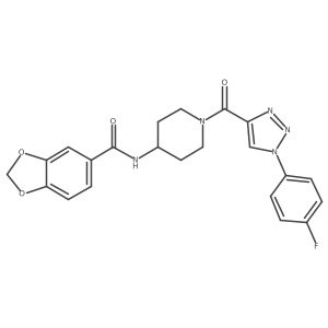 N-(1-(1-(4-fluorophenyl)-1H-1,2,3-triazole-4-carbonyl)piperidin-4-yl)benzo[d][1,3]dioxole-5-carboxamide结构式