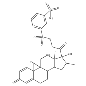 (11I(2),16I+/-)-21-[[[3-(Aminosulfonyl)phenyl]sulfonyl]oxy]-9-fluoro-11,17-dihydroxy-16-methylpregna-1,4-diene-3,20-dione Structure