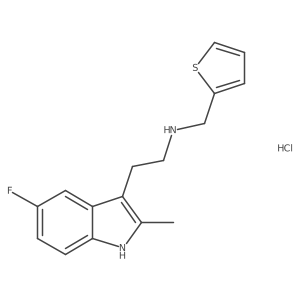 2-(5-fluoro-2-methyl-1H-indol-3-yl)-N-(thiophen-2-ylmethyl)ethanamine hydrochloride结构式